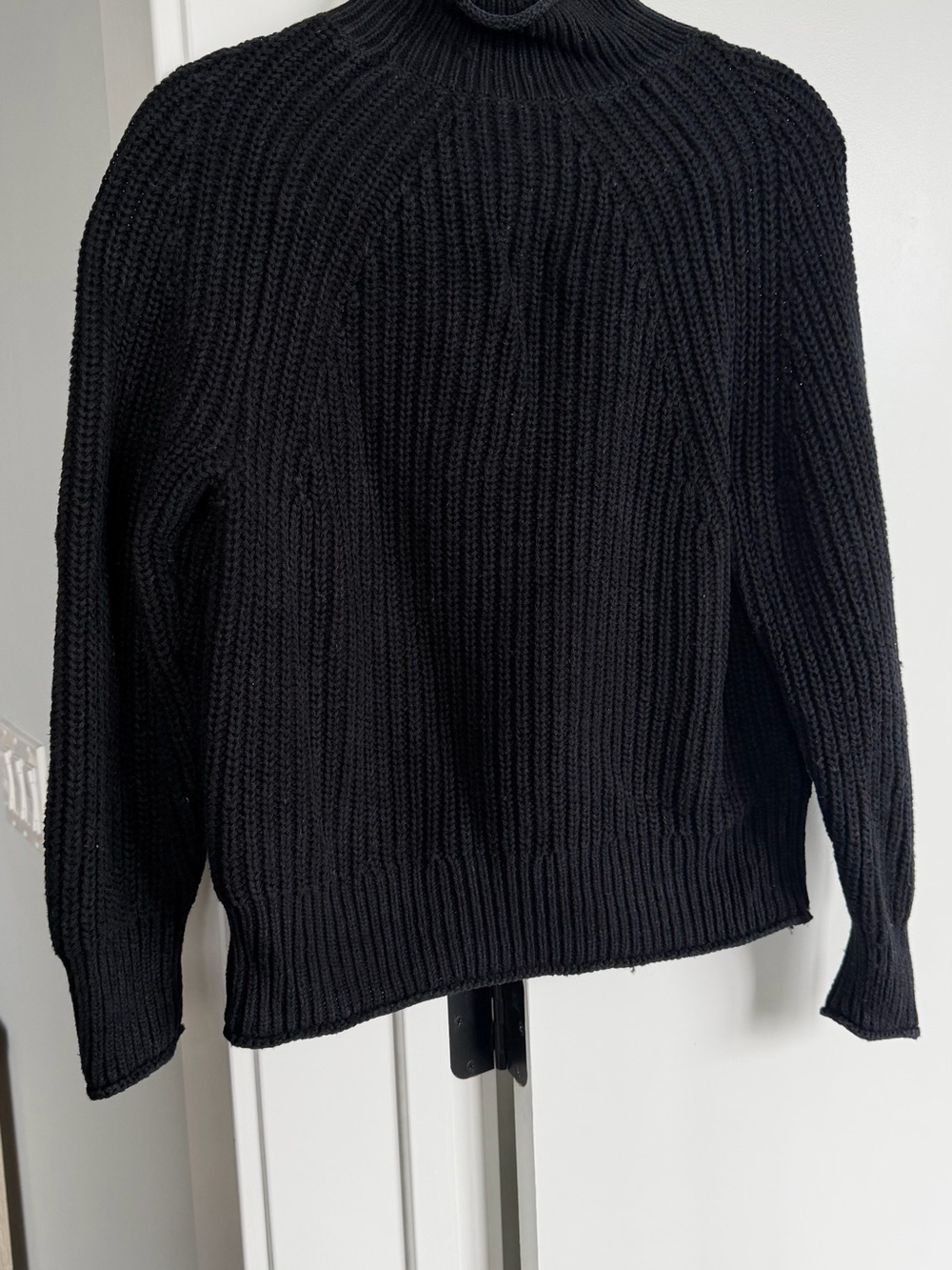 J. Crew Black Ribbed Funnel Neck Sweater